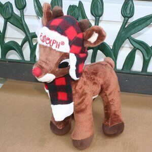 Rudolph The Red Nosed Reindeer Plaid Hunting Hat Plush